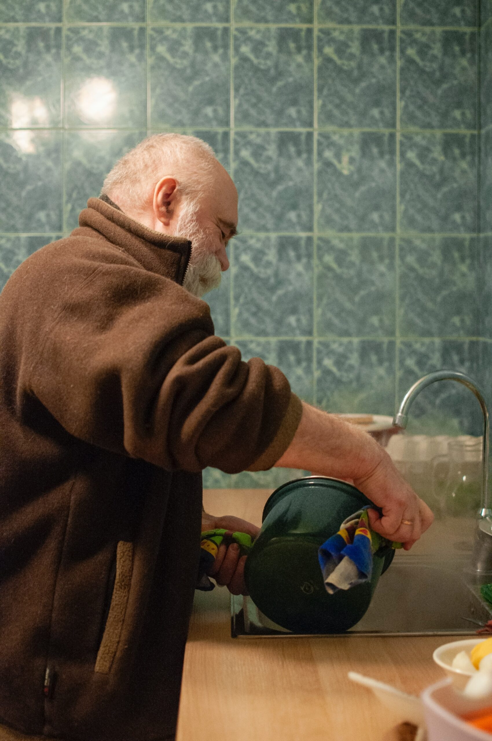 Man washing pots
